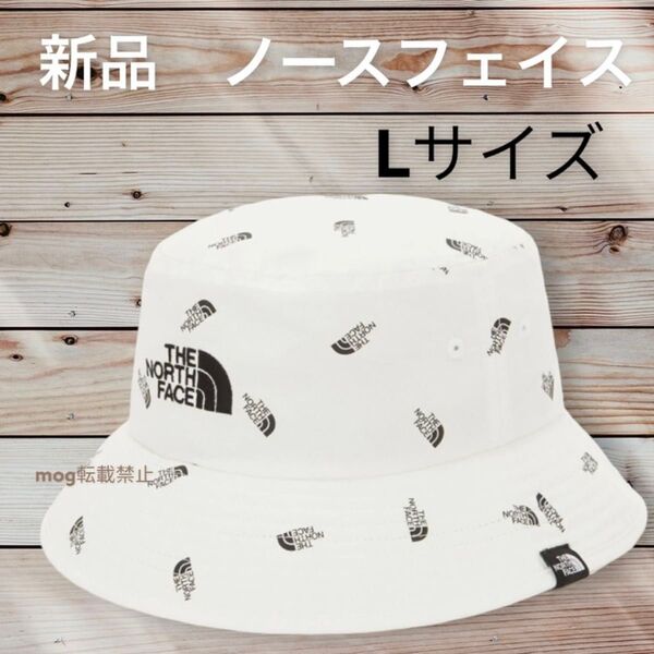 THE NORTH FACE 新品タグ付 ノースフェイス Miniロゴ コットンバケットハット 白 Lサイズ