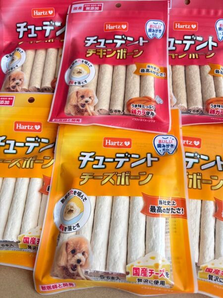 Hartz ハーツ 国産 歯みがきガム チューデント チーズボーンS 6本入り×3個 チキンボーンS 6本入り×3個