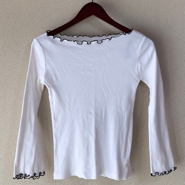 JEANASiS クルーTシャツ トップス Tシャツ カットソー 長袖 無地 クルーネック リブ メロー Fサイズ