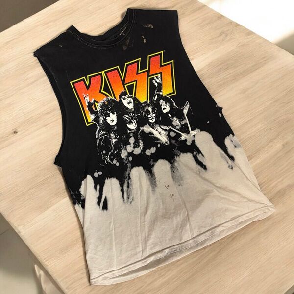 ★ KISS ★ バンドTシャツ カットオフ バンT タンクトップ ダメージ加工 ヴィンテージ
