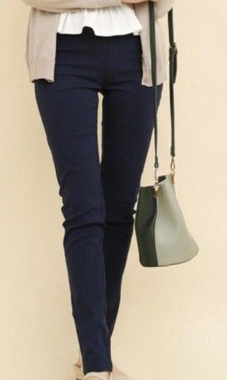 aimoha ダークネイビー ハイウエスト 美脚ストレッチ レギンスパンツ L 新品
