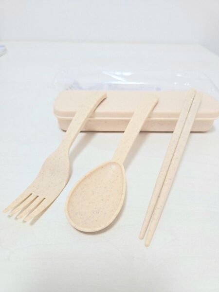 新品 バンブーエコカトラリーセット フォーク スプーン 木目調 ブラウン 箸 カトラリー 携帯 お弁当