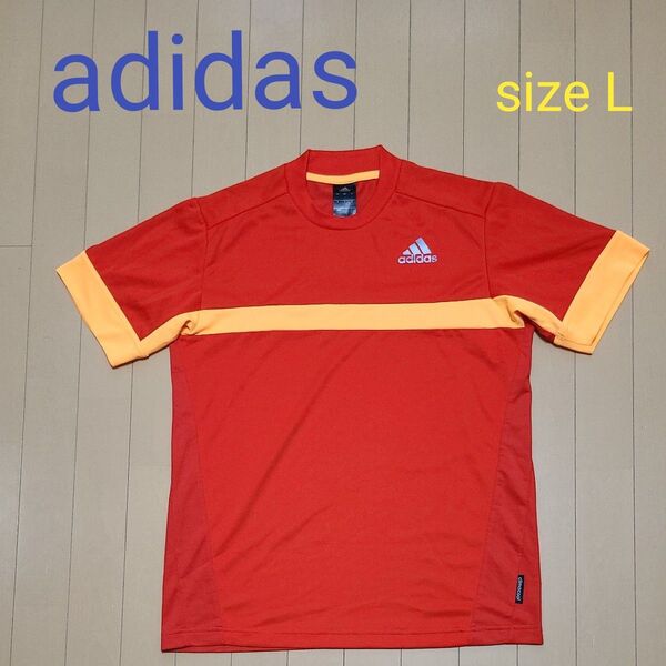 adidas アディダス 半袖 Tシャツ Lサイズ レッド×オレンジ トレーニングウェア ランニング ウォーキング
