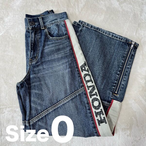 MOUSSY HONDA DENIM デニム ワイドバギー サイズ0 コラボ
