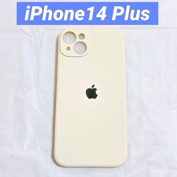 iPhone14 Plus シリコンケース 6.7インチ アンティークホワイト マットな質感 ストラップホール付き Appleロゴ
