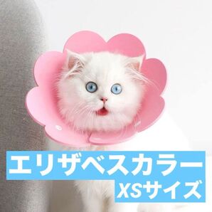 エリザベスカラー Sサイズ ピンク 花型 EVA傷舐め防止 ボタン式着脱簡単サイズ調整可能術後ケア 小型犬用 猫用