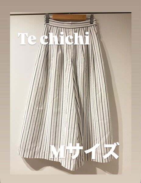 Te chichi(テチチ)ストライプ柄フレアパンツ/ホワイト×ネイビー Mサイズ IT01