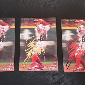 プロ野球チップス カルビー 2021 広島カープ 菊池 金 赤 サインカード