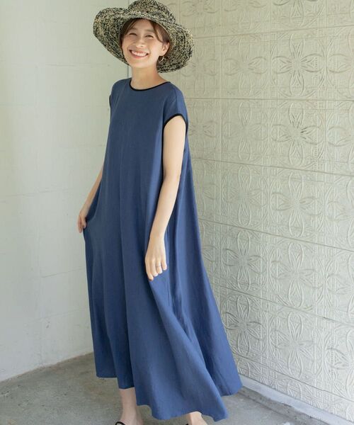 URBAN RESEARCH DOORS リネンレーヨンバイカラーワンピース