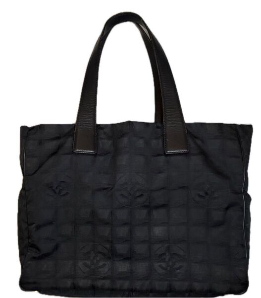 美品CHANEL ニュートラベルライン トートバッグ シャネル ハンドバッグ ナイロン 黒 ココマーク レザー