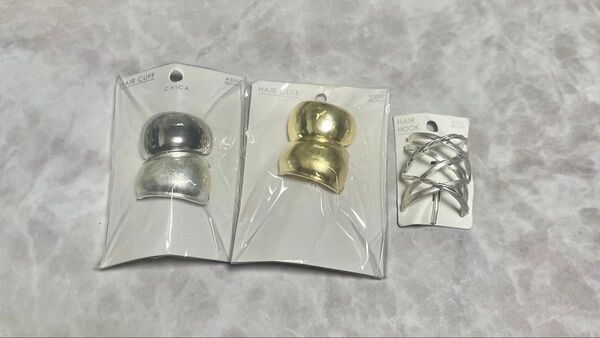 ヘアアクセサリー3点セット 3coins まとめ売り シルバー ゴールド ヘアカフ ヘアフック