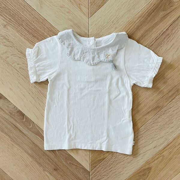 バースデイ Cottoli コトリ スカラップ襟タッセル刺繍半袖Tシャツ95cm