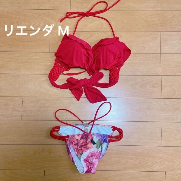 リエンダ水着 ビキニ ホルターネック 花柄 レディースM