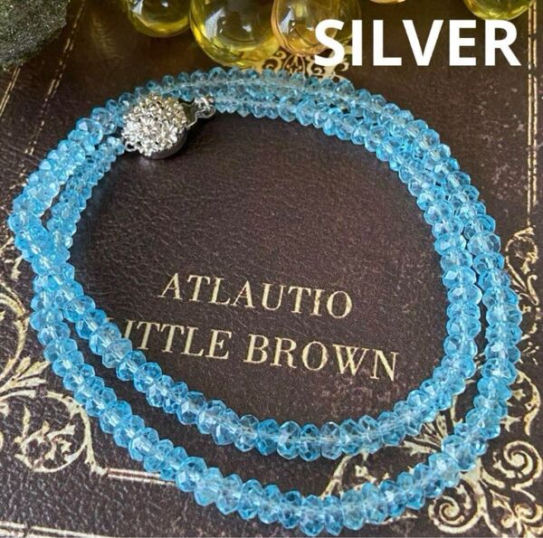 SILVER ブルートパーズ 天然石 ヴィンテージ ネックレス