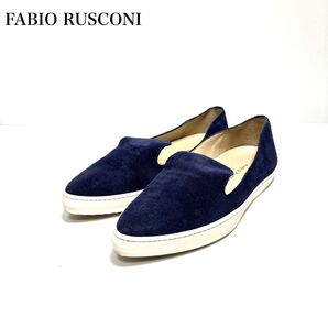FABIO RUSCONI ファビオルスコーニ スエード スリッポン フラットシューズ ネイビー