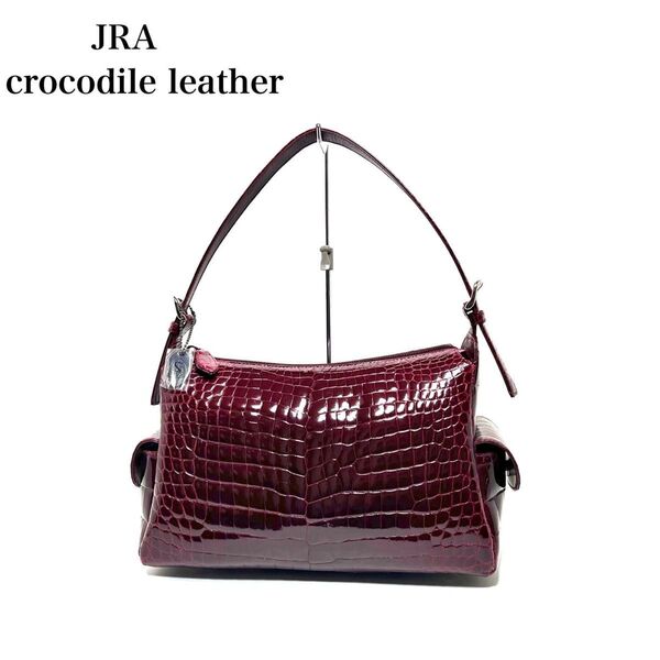 【未使用品】JRA認定 日本製/crocodileクロコダイルレザー ワニ革/シャイニングクロコ センター取り/ハンドバッグ