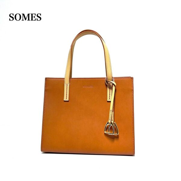 【美品】SOMES SADDLE ソメスサドル/レザー 牛革/馬蹄金具/キャメル系色/ハンドバッグ ミニトートバッグ