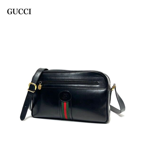 【美品】OLD GUCCI オールドグッチ italy製/シェリーライン/レザー本革/ゴールド金具/ショルダーバッグ