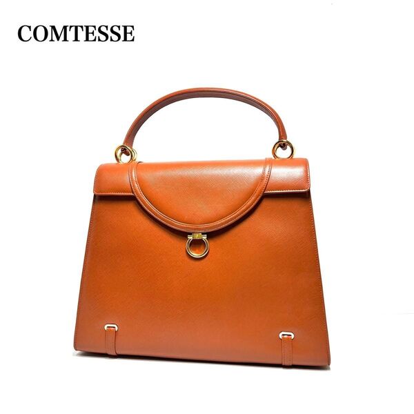 【美品】COMTESSE/コンテス/Germany/グレインレザー/ハンドバッグ