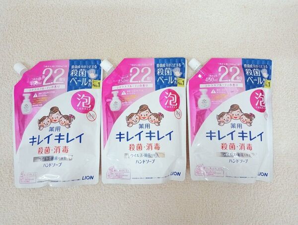 【新品・未使用】LIONキレイキレイ 薬用泡ハンドソープ つめかえ用 3個セット