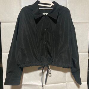 ショート丈シャツ 黒 レディース 古着