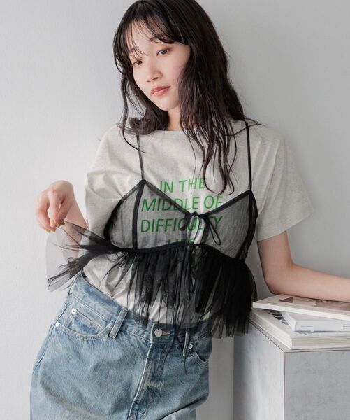 【新品・タグ付き】 LOWRYS FARM 2WAYチュールキャミ ブラック