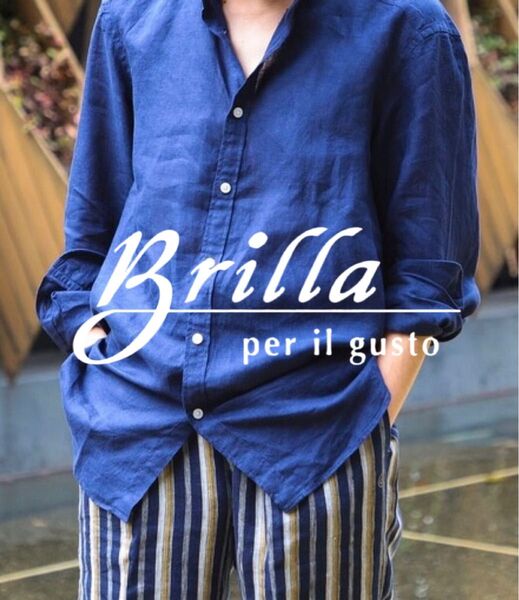 Brilla per il gusto/ブリッラペルイルグスト/リネンカッタウェイシャツ/ブルー/M