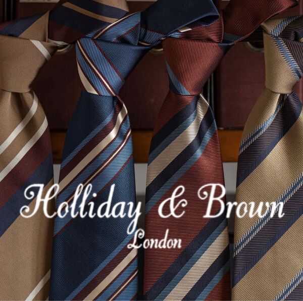 【新品】Holliday & Brown/ホリデー&ブラウン/レジメンタルタイ/ブラウン/ブルー/シルバー
