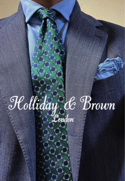 【新品】Holliday & Brown/ホリデー&ブラウン/幾何学柄/スクエア/BEAMS F別注/グリーン/ネイビー