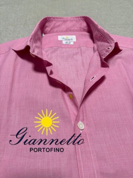 【極美品】GIANNETTO/ジャンネット/カッタウェイシャツ/ピンク/Italy製/M