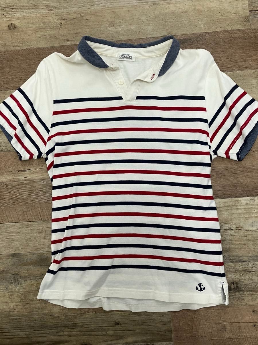 DOMON ボーダー柄ポロシャツ