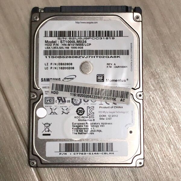 中古2.5インチ sata HDD 1TB