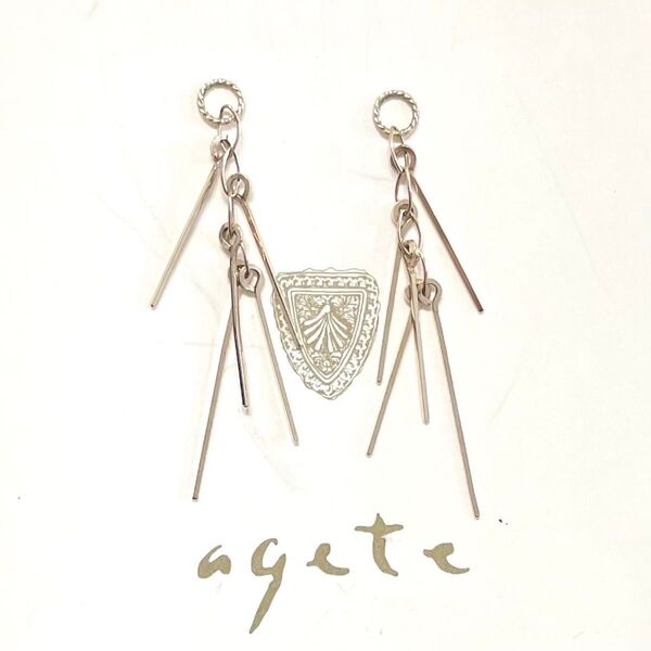 【agete】アガット K10 フリンジ 地金 ピアス イヤリング チャーム