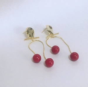  new goods earrings both ear accessory long earrings stylish 925 ornament small articles lady's ( red )