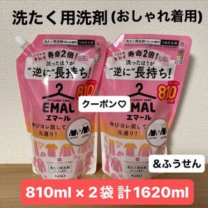 エマール EMAL アロマティックブーケ 洗たく洗剤 ホームクリーニング用洗剤 特大サイズ 810ml × 2袋 & ふうせん
