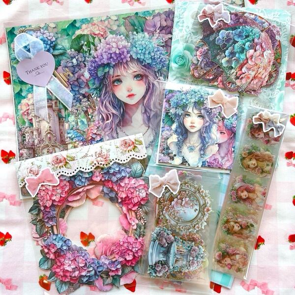 nene様 FloralPrincess Hydrangea おすそ分け ステッカー バラメモ ロールシール デザインペーパー