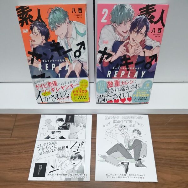 BLコミック 素人ヤンキー♂危機一髪!!REPLAY 全2巻 八百/アニメイト限定小冊子付き