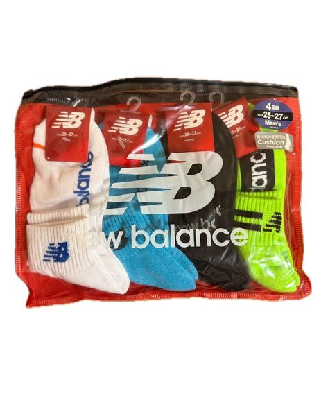 【新品未使用】 New Balance メンズソックス 4足セット 25-27cm 吸汗速乾 アンクル丈靴下