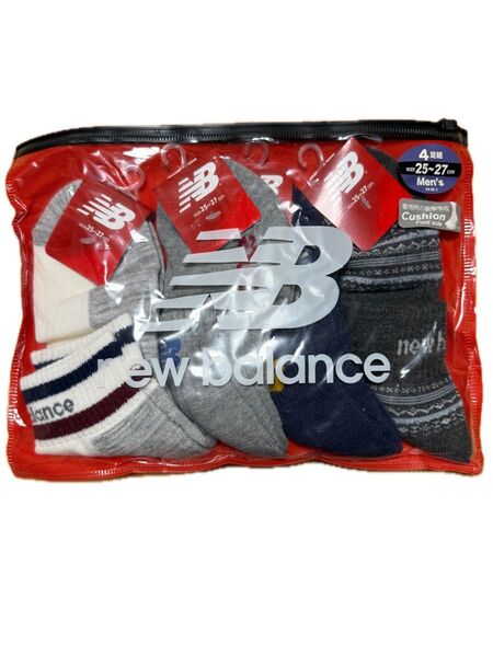 【新品未使用】New Balance メンズソックス 4足セット 25-27cm 吸汗速乾アンクル丈靴下