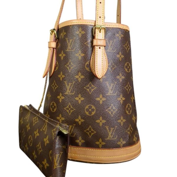 Louis Vuitton ルイヴィトン モノグラム Bucket PM バケットPM トートバッグ ショルダーバッグ ポーチ付