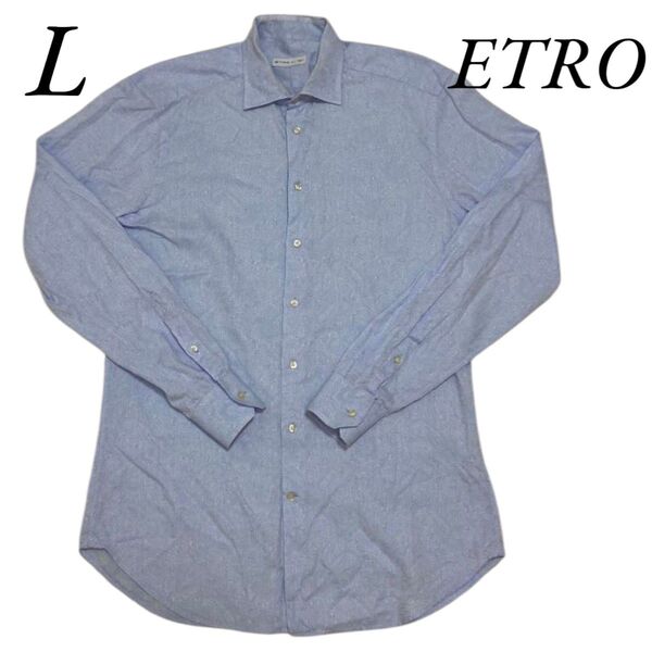 ETRO エトロ 長袖シャツ ドレスシャツ コットンシャツ ペイズリー柄 総柄 刻印ボタン イタリア製 MADE IN ITALY