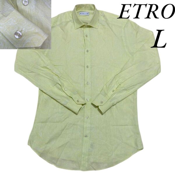 ETRO エトロ 長袖シャツ ドレスシャツ コットンシャツ ペイズリー柄 総柄 刻印ボタン イタリア製 MADE IN ITALY