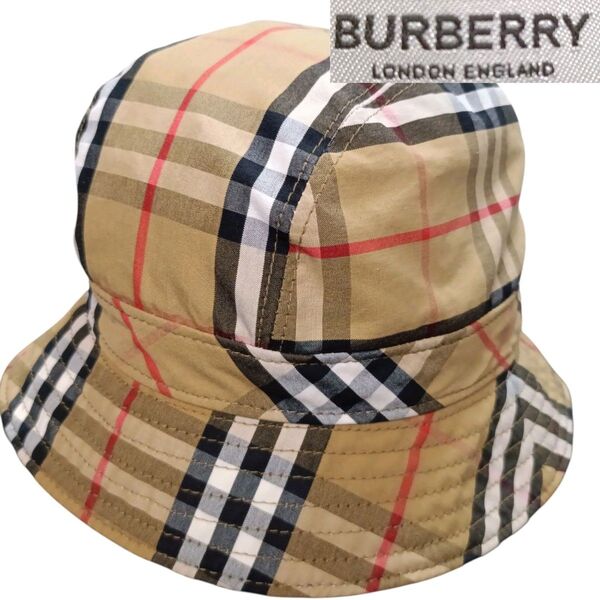 Burberry バーバリー 現行タグ ノバチェック ノヴァチェック バケットハット 帽子 イタリア製 Sサイズ コットン