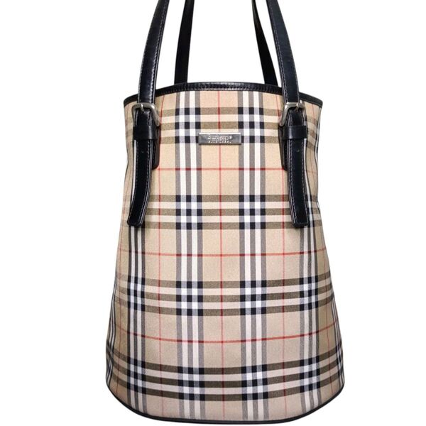 BURBERRY BLUELABEL バーバリーブルーレーベル ノバチェック バケツ型 自立 トートバッグ ショルダーバッグ 肩掛