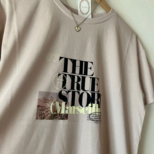 テチチ フォトプリントtシャツ ロゴtシャツ 新品 ピンク 半袖Tシャツ Tシャツ