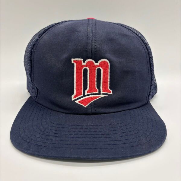 90s ヴィンテージ MLB ミネソタツインズ 刺繍ワッペンロゴ ベースボールキャップ スナップバック 6パネル メッシュ