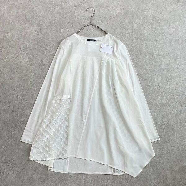 新品 カシェット cachette 長袖 異素材 アシンメトリー ブラウス コットン100