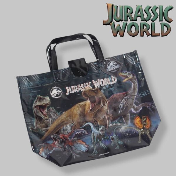 ジュラシック・ワールド プールバッグ ビーチバッグ 恐竜 新品 ビニールバッグ ダイナソー 男の子 ネームタグ付き