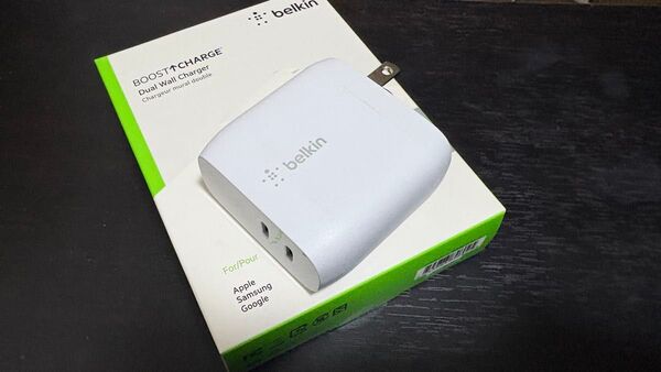 Belkin USB充電器 40W デュアルUSB-C (20W x 2) PD対応 ホワイト WCB006dqWHJP-A