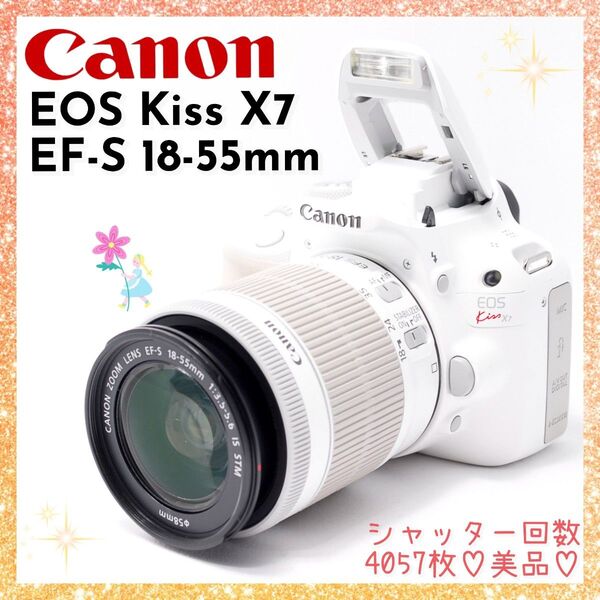 ★即購入1000円OFF★ キャノン Canon Kiss X7 心奪われる写り EF-S 18-55mm IS STM レアな白